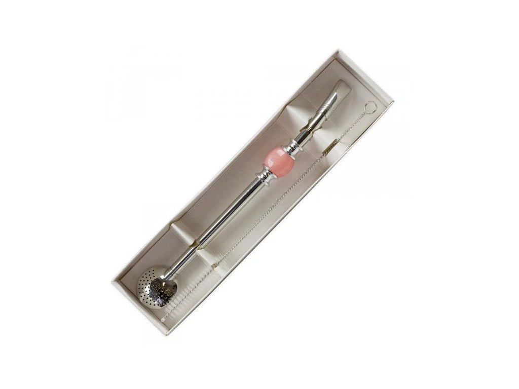 Bombilla set 21cm, with Cleaning Brush – Rose gold