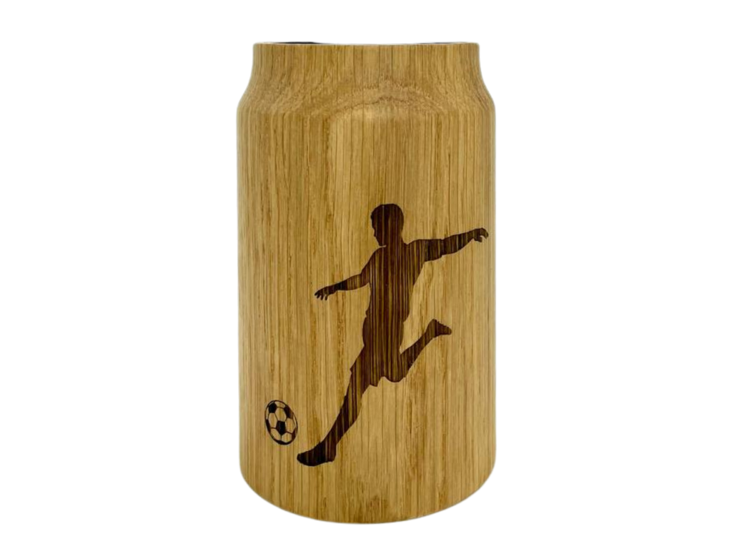 Engraved Wooden Gourd with Glass Insert, Sport