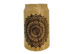 Engraved Wooden Gourd with Glass Insert, Red Pattern