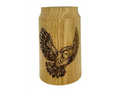 Engraved Wooden Gourd with Glass Insert, Owl