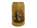 Engraved Wooden Gourd with Glass Insert, Sea