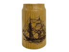Engraved Wooden Gourd with Glass Insert, Sea