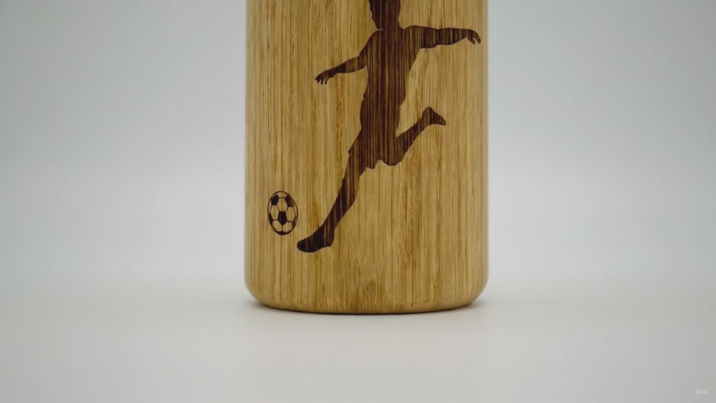 Engraved Wooden Gourd with Glass Insert, Sport